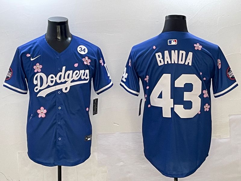 Men Los Angeles Dodgers #43 Banda Blue Sakura Edition 2025 Nike MLB Jersey style 7